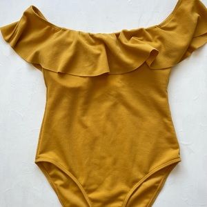 one piece yellow ruffled one piece
